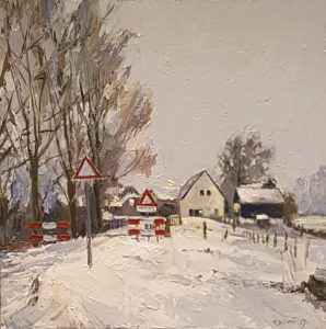 Live paint Stadsbeeld Noord Brabant Engelensedijk 40x40cm Rob Jacobs