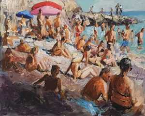 Live paint Baai Bogliasco 3 Italie Ligurie 40x50cm acryl Rob Jacobs