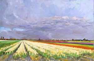 Live paint Bloemenvelden Noord Holland Bollenvelden Egmond 120x80cm Rob Jacobs