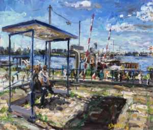 Live paint Bushalte pond KDSM Maastricht 70x60cm Rob Jacobs