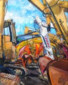 Live paint Dans der eenarmigen Werktuigen 80x100cm Rob Jacobs