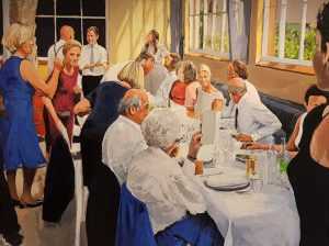 Live paint Diner Familiediner 160x120cm acryl olie Rob Jacobs