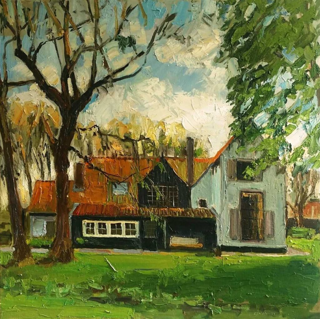 Live paint Huis Hitchcock Noord Holland 80x80cm olie 150519 Rob Jacobs