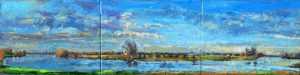 Live paint Landschap Maas bij Bokhoven 23 3x50x40cm 150x40cm Rob Jacobs