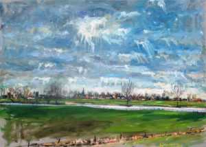 Live paint Landschap Noord Brabant Bokhoven 70x50cm Rob Jacobs