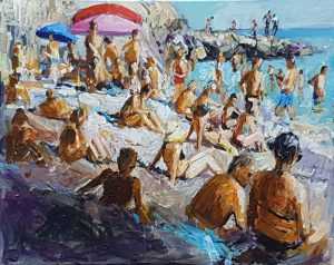 Live paint SpiaggioBogliasco Ligurie Italie 40x50cm Rob Jacobs