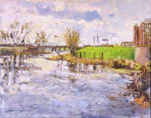 Live paint Spoorbrug De Dommel Heetmanplein Noord Brabant 90x70cm Rob Jacobs