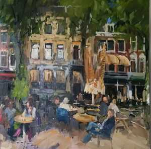 Live paint Terras Zuid Holland PleinDenHaag 80x80cm Rob Jacobs