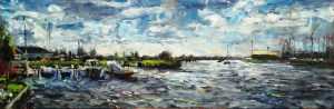 Live paint Warns Johan Frisokanaal Landschap Friesland Warns 120x40cm Rob Jacobs