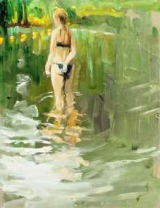 Live paint badende vrouw 17x25cm Rob Jacobs