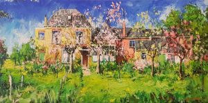 Rob Jacobs schildert landschap van 35x70cm in Delft, Zuid-Holland.