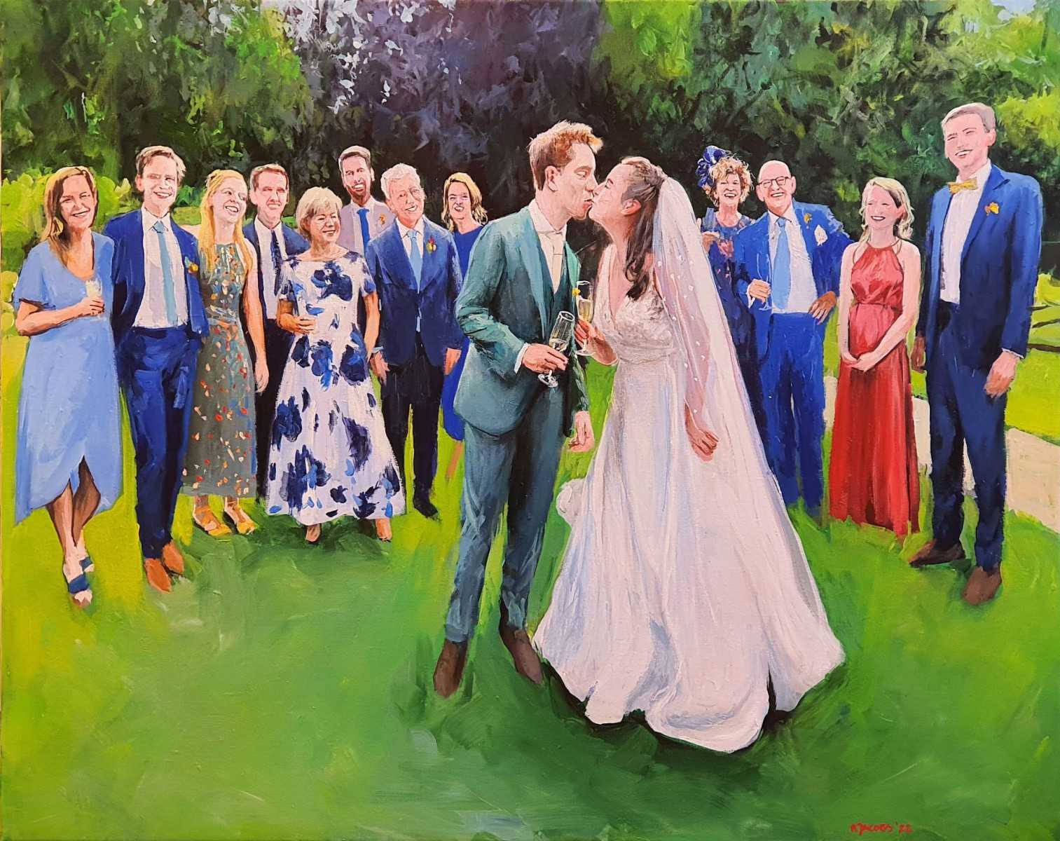 Laat je meeslepen door de liefde tijdens deze prachtige bruiloft in Arnhem, Gelderland, vastgelegd door Rob Jacobs op een doek van 80x100cm.
