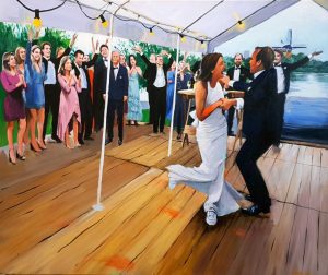 Feest mee tijdens het trouwfeest in Rotterdam, Zuid-Holland, met dit kunstwerk van Rob Jacobs.
