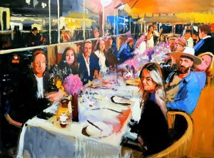Geniet van lekker eten en gezelligheid terwijl Rob Jacobs live schildert tijdens dit intieme etentje in Amsterdam, Noord-Holland.