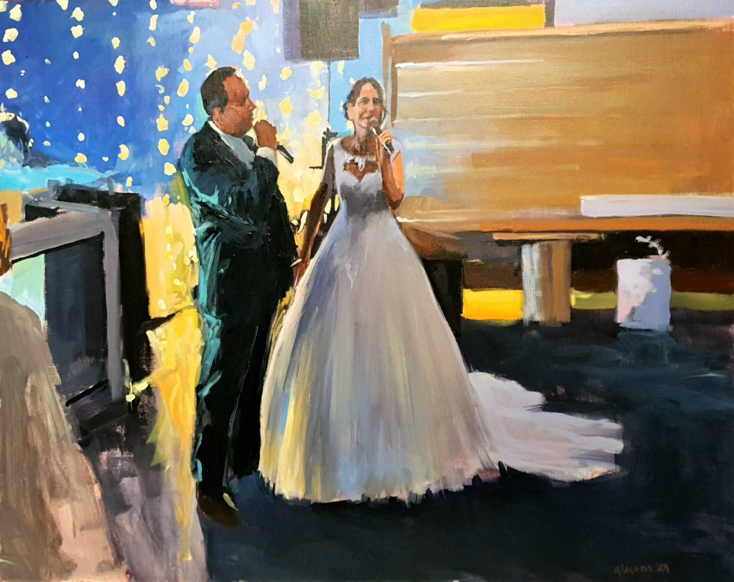 Bruiloft in Nieuwer Ter Aa, 80x100cm, live geschilderd door Rob Jacobs