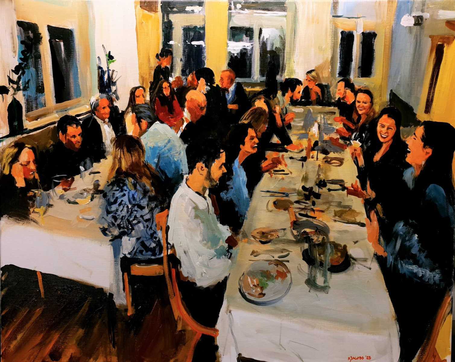 Geniet van een smaakvolle avond terwijl Rob Jacobs live schildert tijdens het diner in Amsterdam, Noord-Holland.